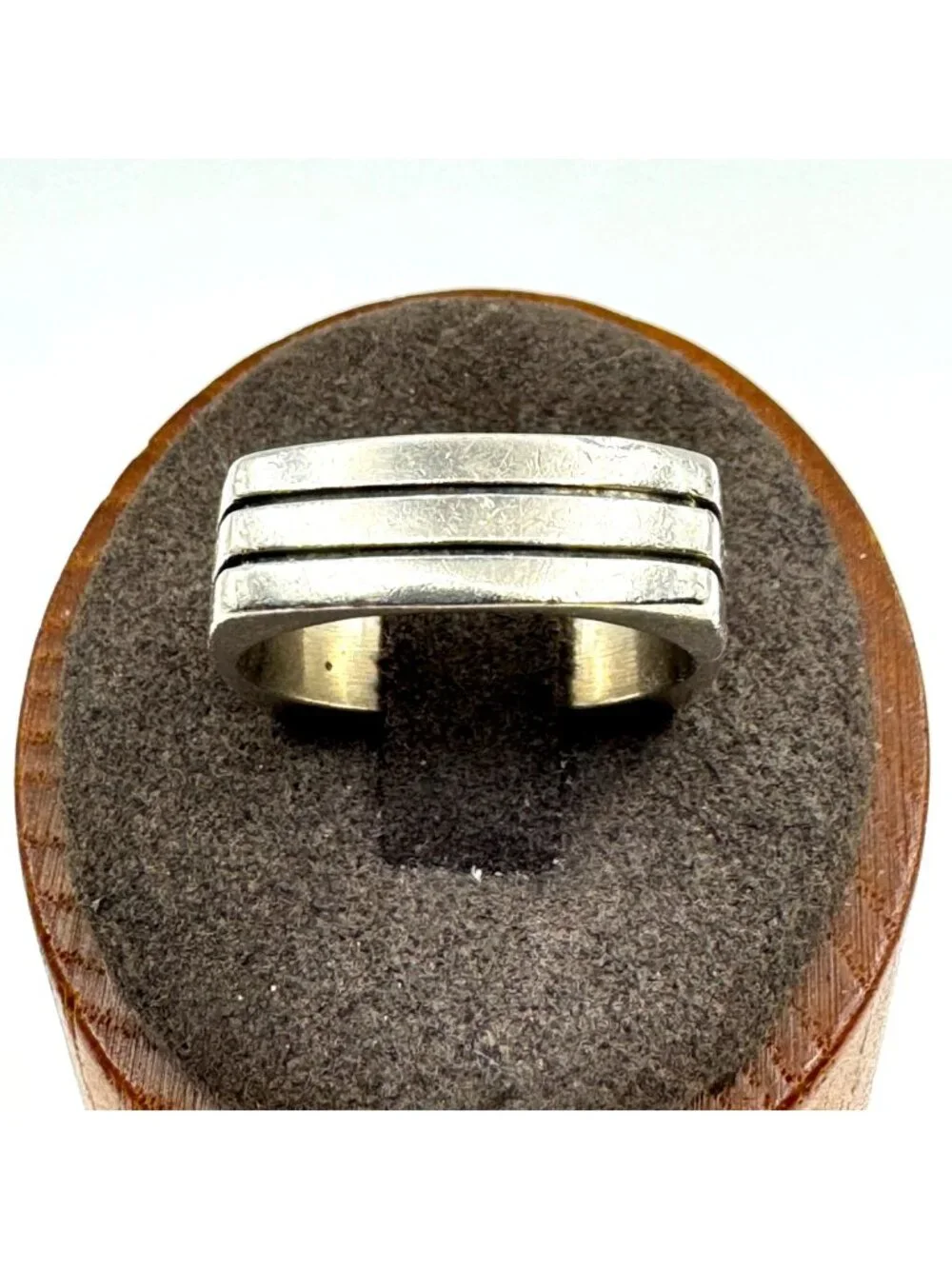 Squared Etched Design Band Sterling Silver 925 Ring Size 8.75